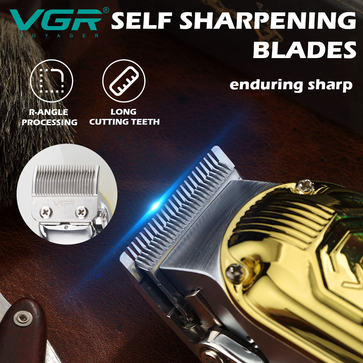 VGR V-672 专业理发店级强劲充电理发器 男士无线电动剃头刀 Item Picture