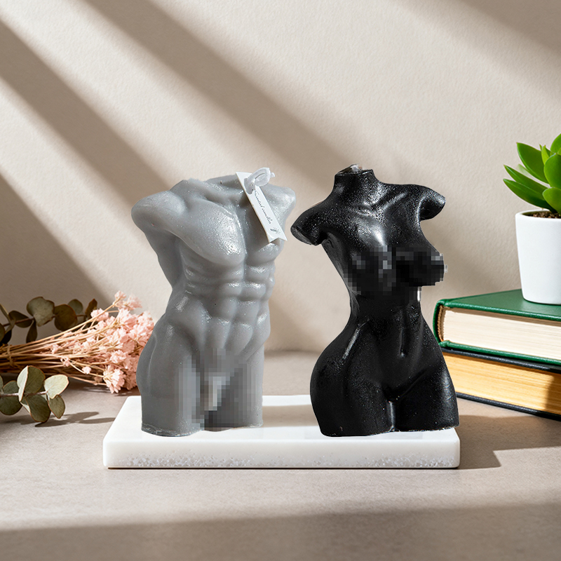 High-quality creative human-shaped scented candles - soy wax cotton core material, artistic fragrance display for men and women's body shapes