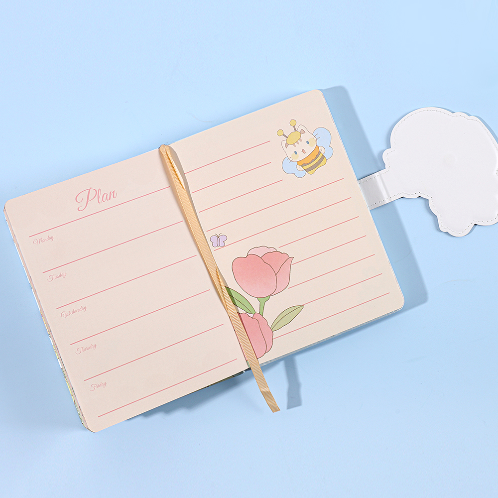 Cartoon and cute magnetic clasp notebook - Floral style for girls Specification image
