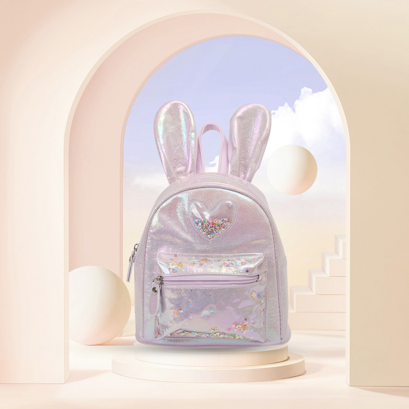 Big-tailed cat, sequined bow, rabbit, children's backpack, cartoon image, fashionable and cute girls, trendy children's shoulders Specification image