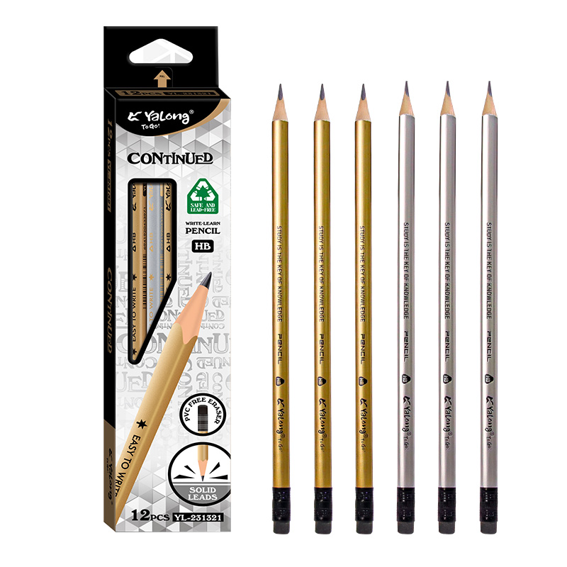 Yalong Triangular Rod Gold and Silver Ribbon eraser Pencil YL231321