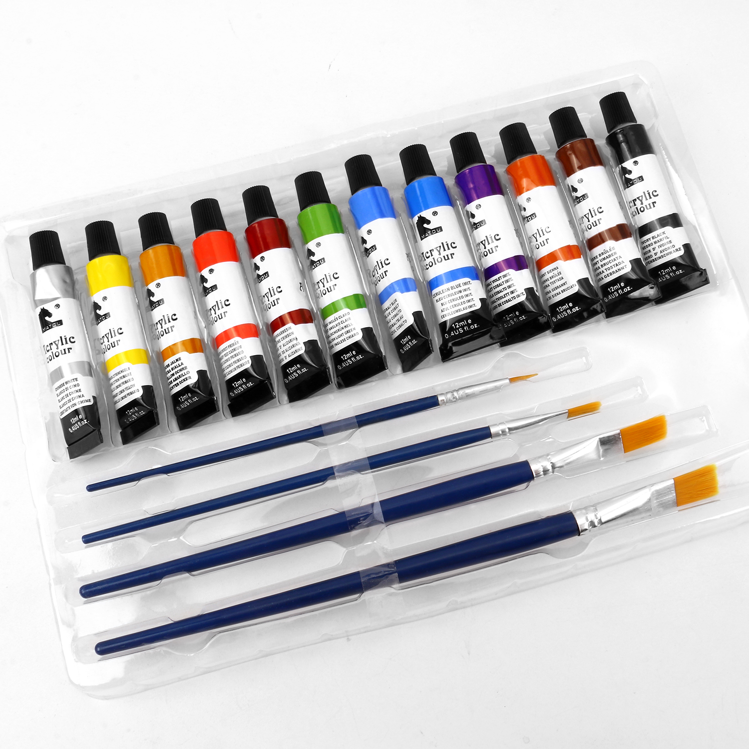 12 色丙烯颜料套装（12 毫升 / 0.4 盎司）— 含 4 支画笔 + 1 个调色盘 新手与专业画师适用 圣诞礼品优选美术套装 Application Scenario