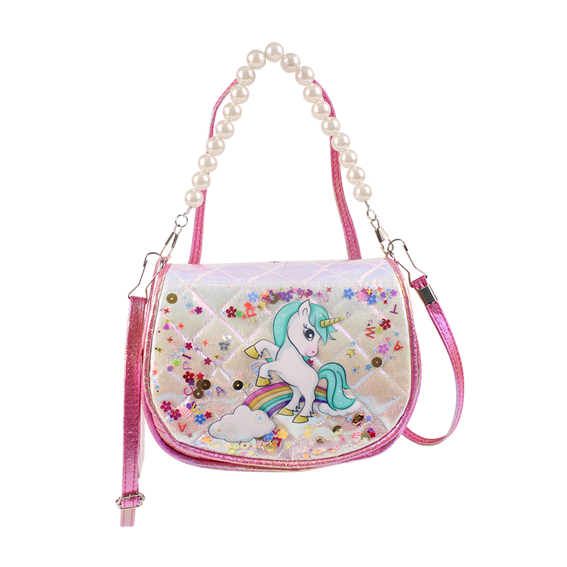 A cute, outdoor and fashionable mini Korean version crossbody bag for girls in the shape of a big-tailed cat cartoon unicorn Item Picture
