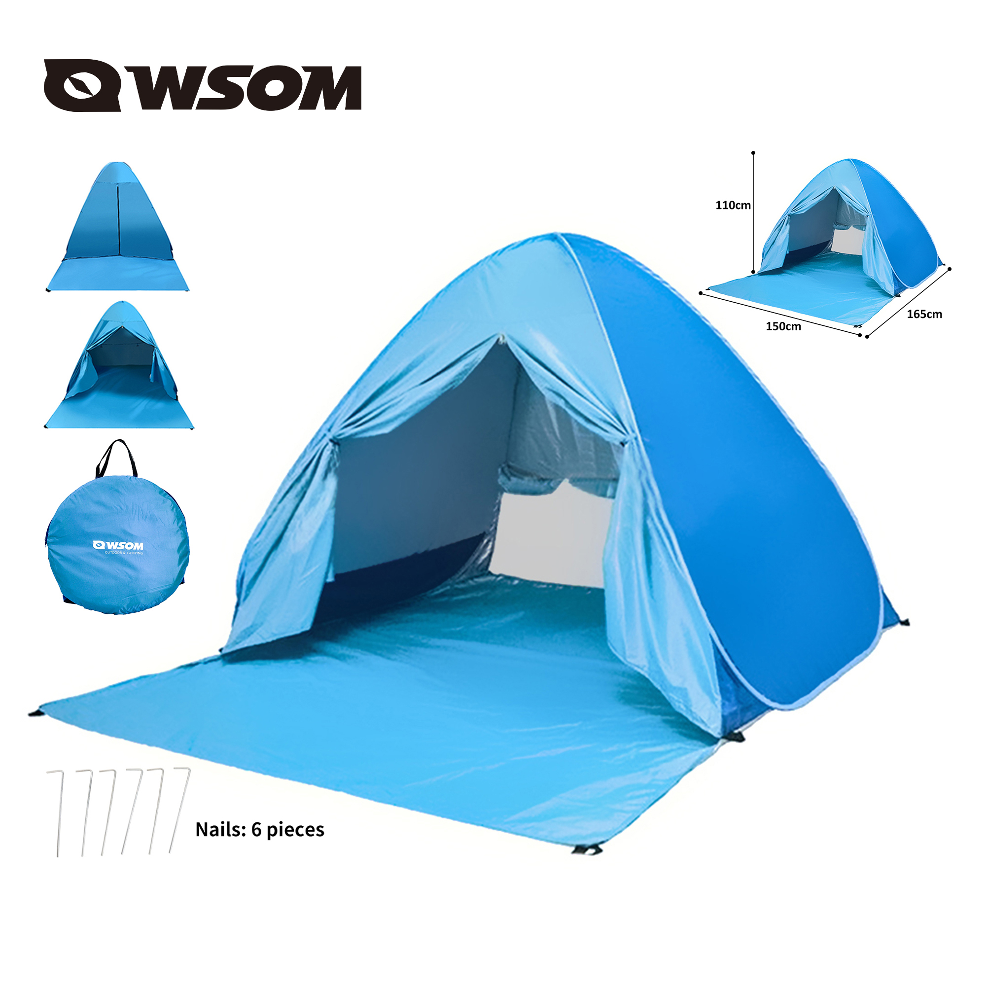 Quick-opening beach sunshade tent with curtain HW-201258